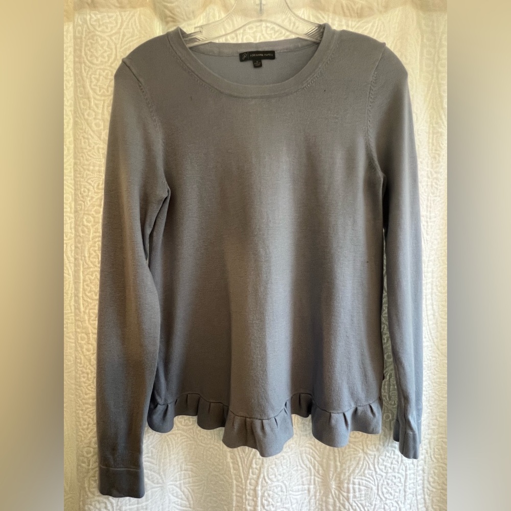 Adrianna Papell Charcoal Ruffle Blouse
